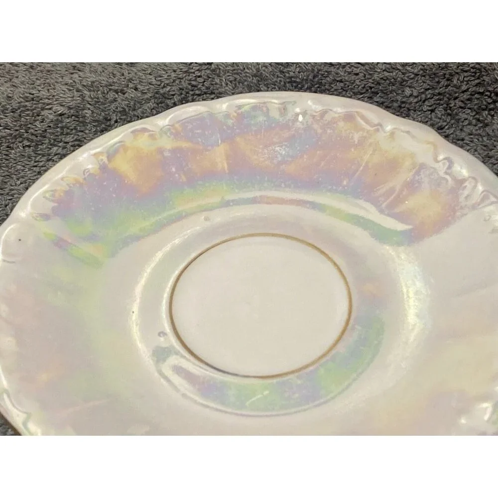 Iridescent Lusterware Tea Cup &‎ Saucer Made In Germany U.S. Zone Teacup